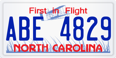 NC license plate ABE4829