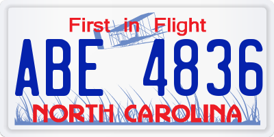 NC license plate ABE4836