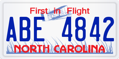NC license plate ABE4842