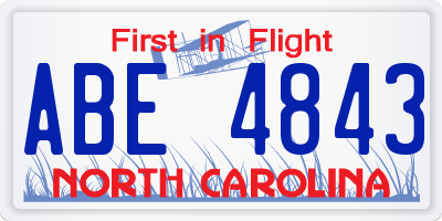 NC license plate ABE4843