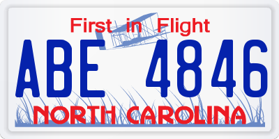 NC license plate ABE4846