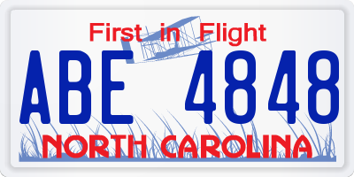 NC license plate ABE4848