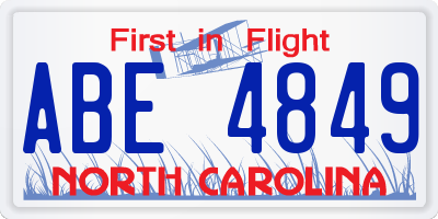 NC license plate ABE4849