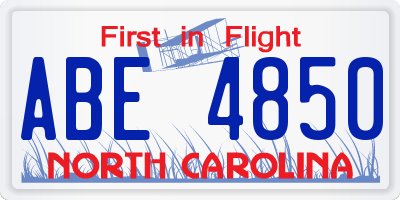 NC license plate ABE4850
