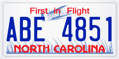 NC license plate ABE4851