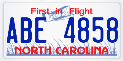 NC license plate ABE4858