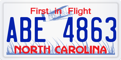 NC license plate ABE4863