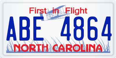 NC license plate ABE4864