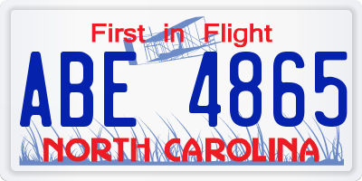 NC license plate ABE4865