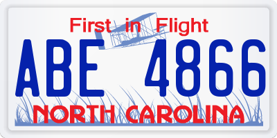NC license plate ABE4866