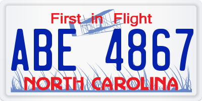 NC license plate ABE4867