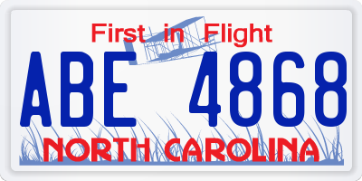 NC license plate ABE4868