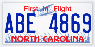 NC license plate ABE4869