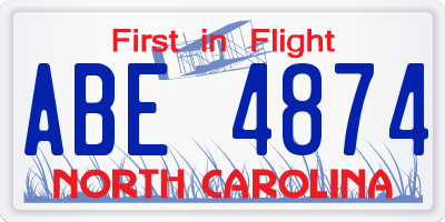 NC license plate ABE4874