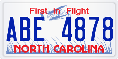 NC license plate ABE4878