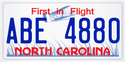 NC license plate ABE4880