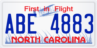 NC license plate ABE4883