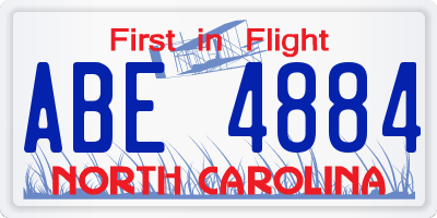 NC license plate ABE4884
