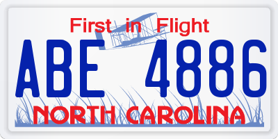 NC license plate ABE4886