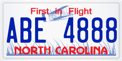 NC license plate ABE4888