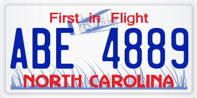 NC license plate ABE4889