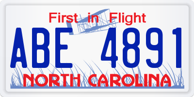 NC license plate ABE4891