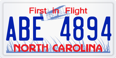 NC license plate ABE4894