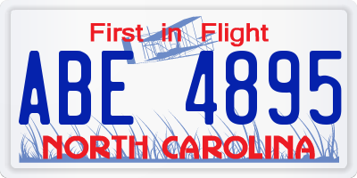 NC license plate ABE4895