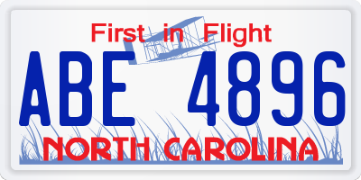 NC license plate ABE4896