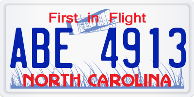 NC license plate ABE4913