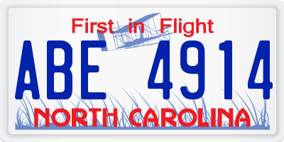 NC license plate ABE4914