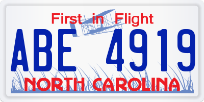 NC license plate ABE4919