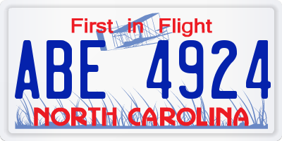 NC license plate ABE4924