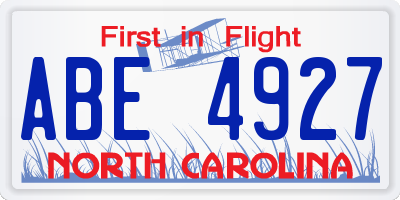 NC license plate ABE4927