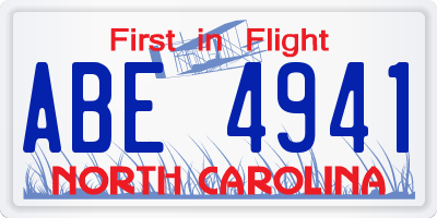 NC license plate ABE4941