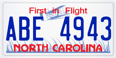 NC license plate ABE4943