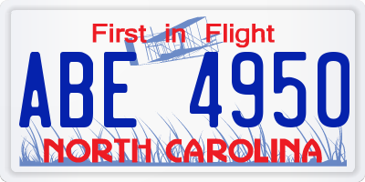 NC license plate ABE4950