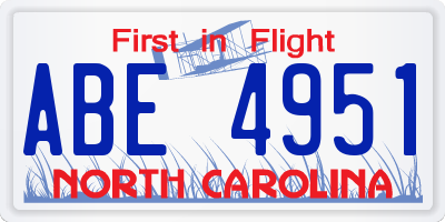 NC license plate ABE4951