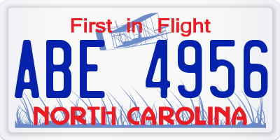 NC license plate ABE4956