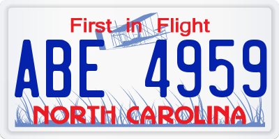 NC license plate ABE4959