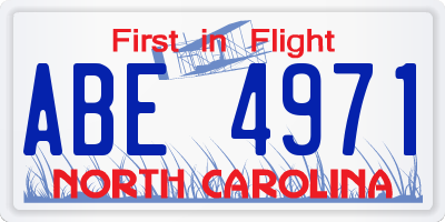 NC license plate ABE4971