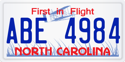 NC license plate ABE4984