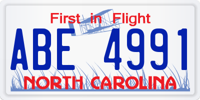 NC license plate ABE4991