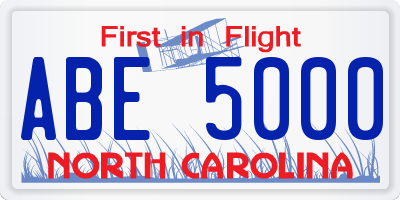 NC license plate ABE5000