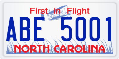 NC license plate ABE5001