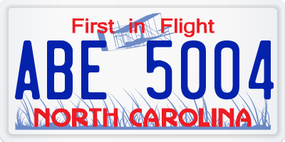 NC license plate ABE5004
