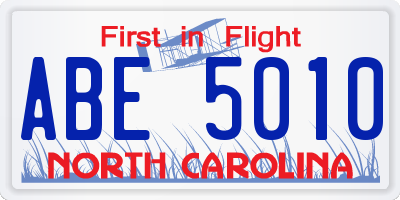 NC license plate ABE5010