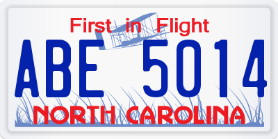 NC license plate ABE5014