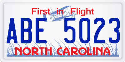 NC license plate ABE5023