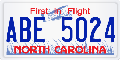 NC license plate ABE5024